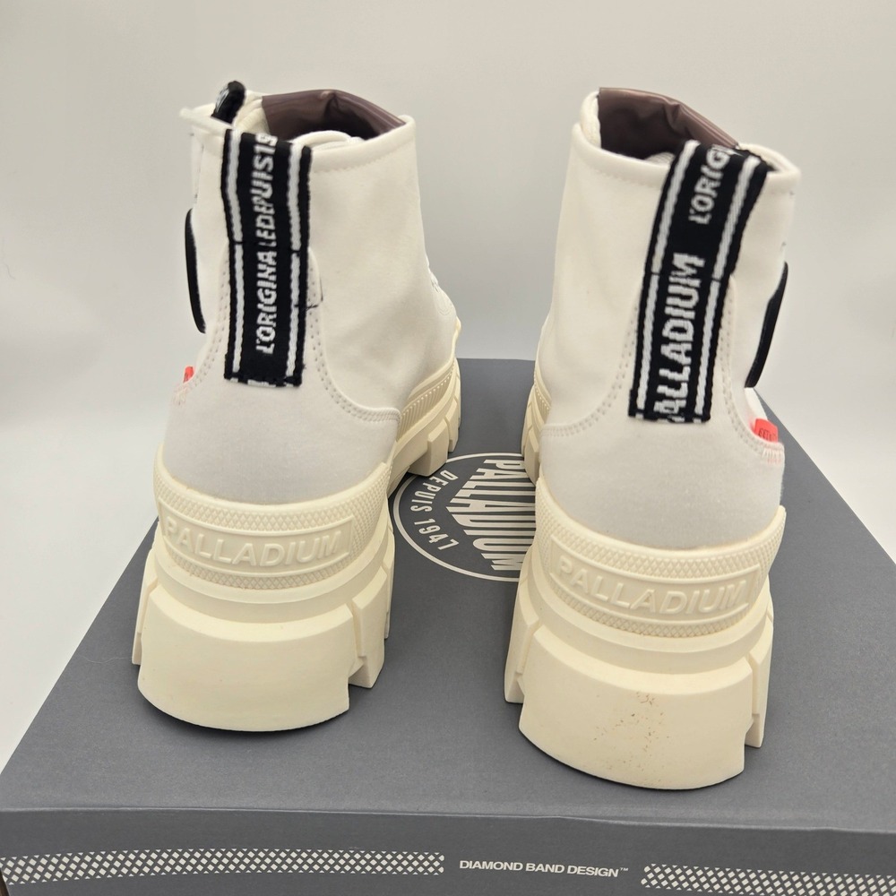 Palladium Revolt Hi TX Platform Boots Women's Size 10 White Marshmallow Canvas - Picture 6 of 8